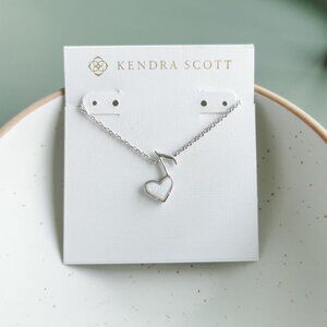 Kendra Scott Ari Heart Music Note Silver Drusy Necklace. NEW